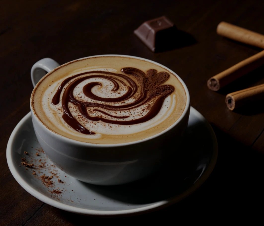 Chocolate latte with latte art
