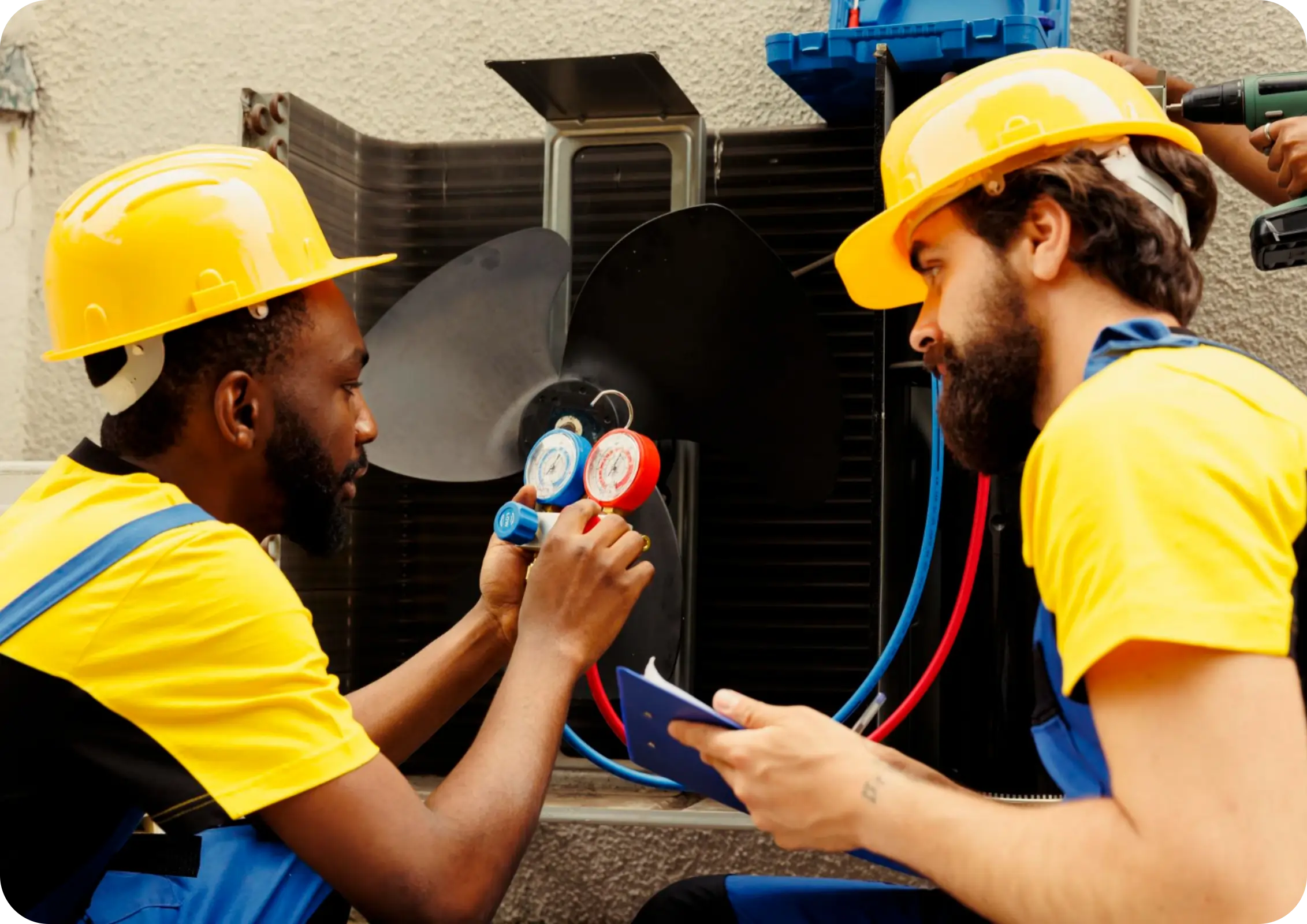 HVAC technicians working